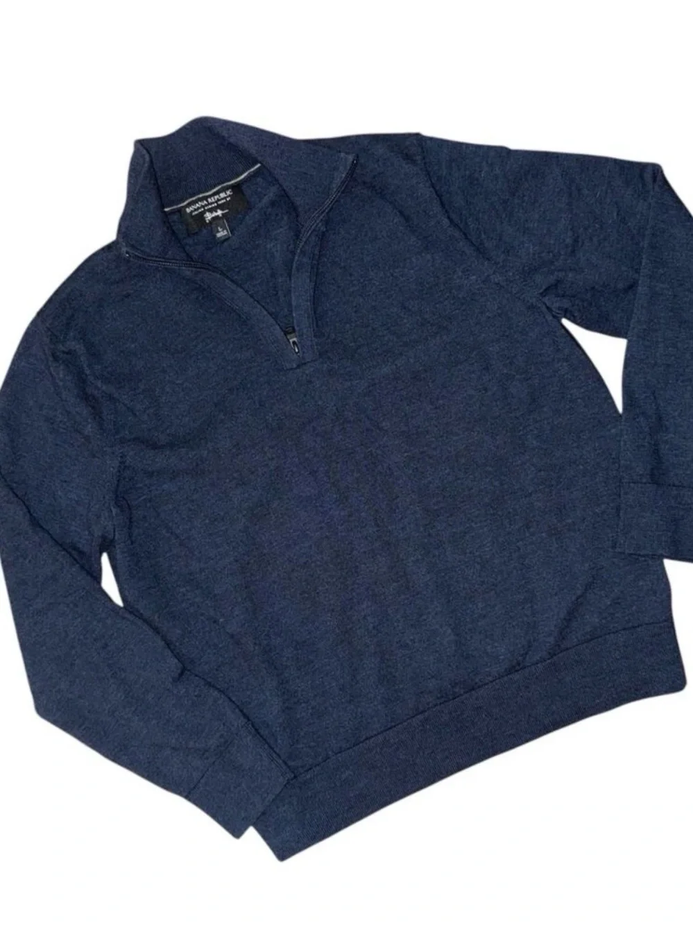 Banana Republic Deep Navy Half-Zip Mock Collar Sweater